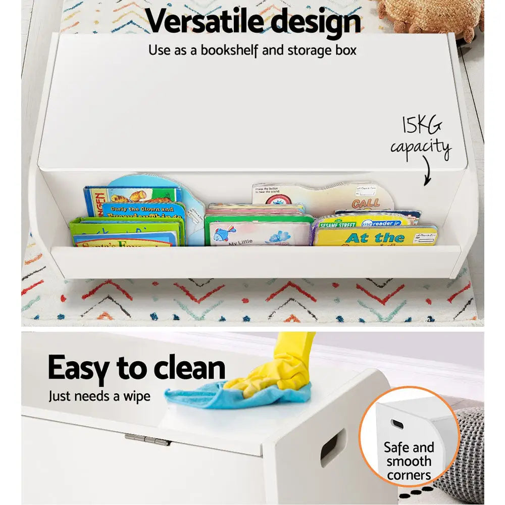 Keezi Kids Toy Box Chest Bookshelf Storage Children Bookcase Organiser Display - Baby & Kids > Kid’s Furniture
