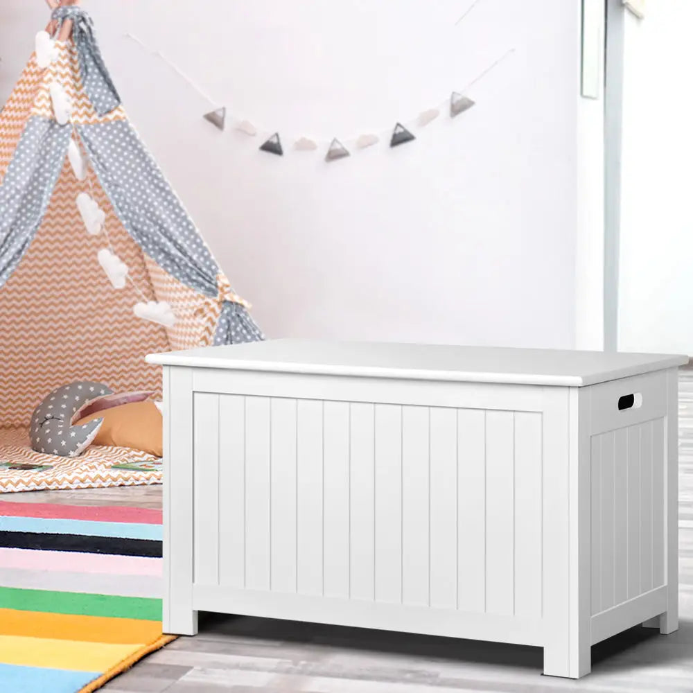Keezi Kids Toy Box Chest Storage Blanket Children Clothes Room Organiser White - Baby & Kids > Kid’s Furniture