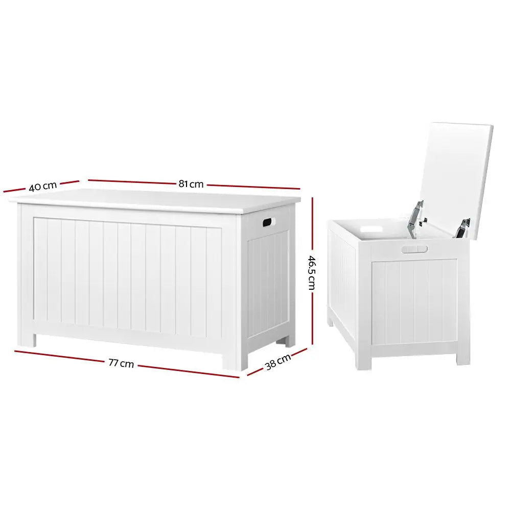 Keezi Kids Toy Box Chest Storage Blanket Children Clothes Room Organiser White - Baby & Kids > Kid’s Furniture