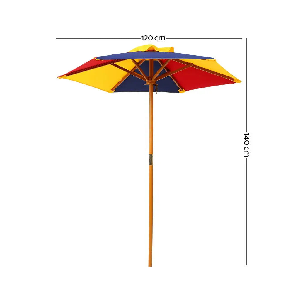 Keezi Kids Wooden Picnic Table Set with Umbrella - Baby & Kids > Kid’s Furniture