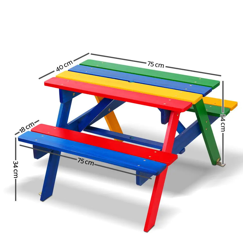 Keezi Kids Wooden Picnic Table Set with Umbrella - Baby & Kids > Kid’s Furniture