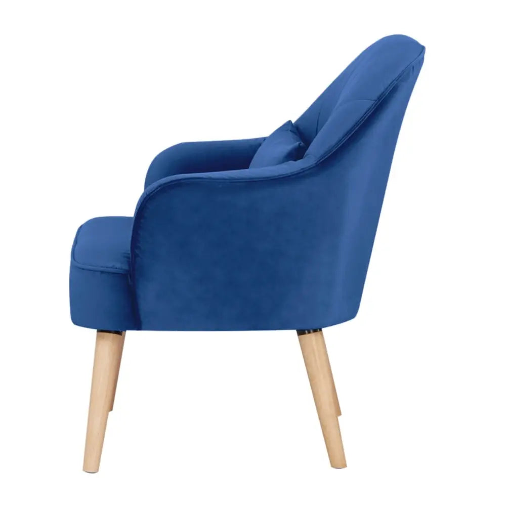 Keira Accent Sofa Arm Chair Fabric Uplholstered Lounge Couch - Dark Blue - Furniture > Sofas
