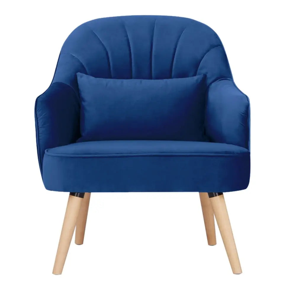 Keira Accent Sofa Arm Chair Fabric Uplholstered Lounge Couch - Dark Blue - Furniture > Sofas