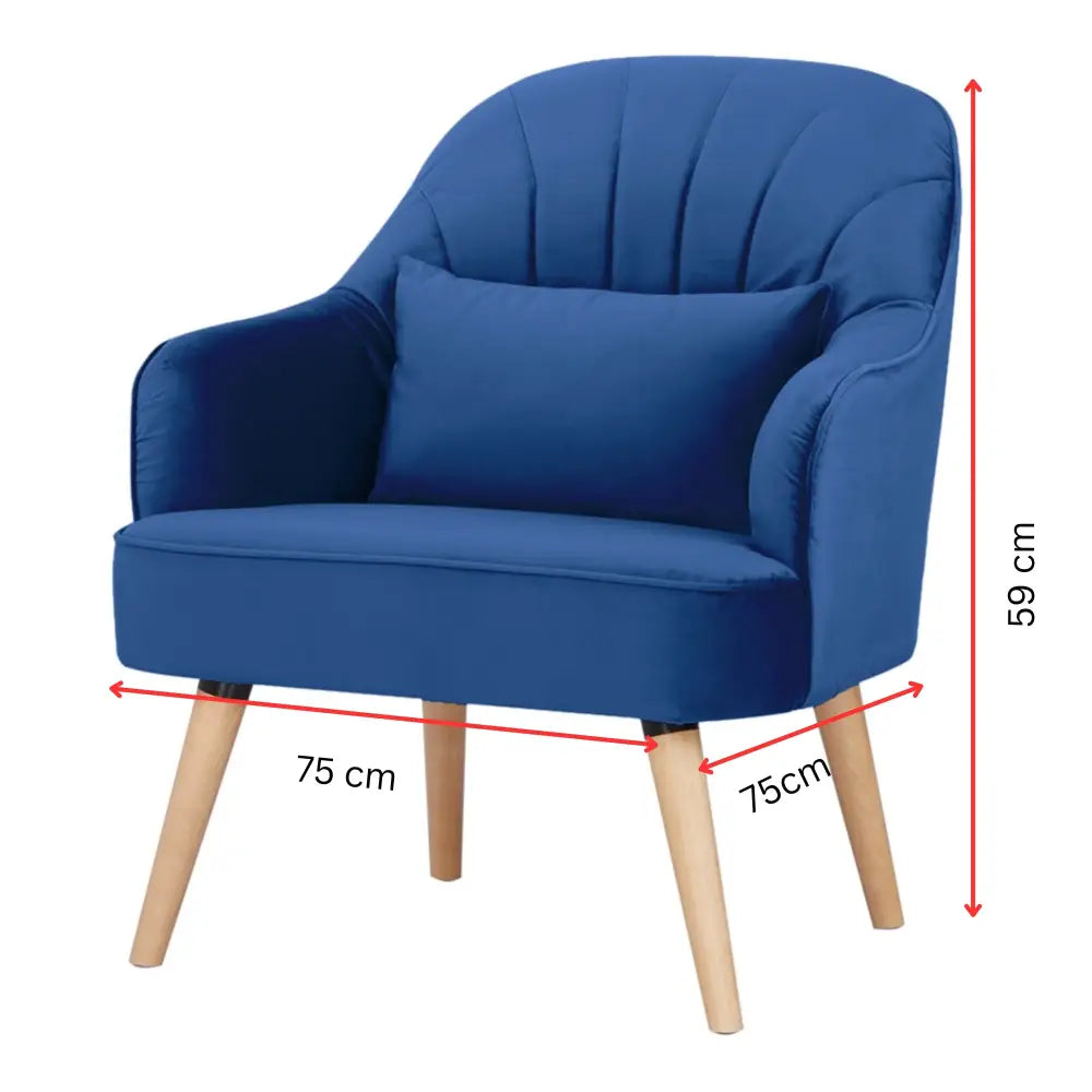 Keira Accent Sofa Arm Chair Fabric Uplholstered Lounge Couch - Dark Blue - Furniture > Sofas