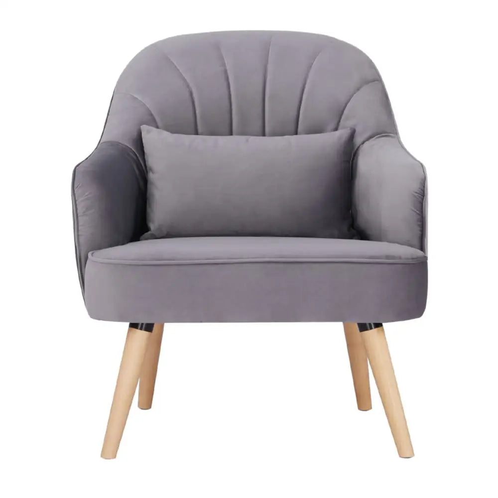Keira Accent Sofa Arm Chair Fabric Uplholstered Lounge Couch - Mid Grey - Furniture > Sofas
