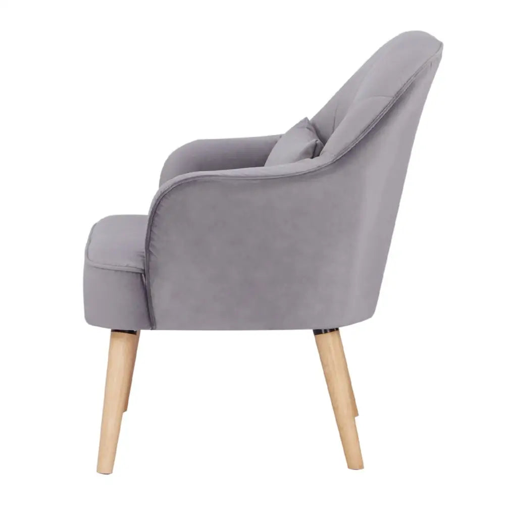 Keira Accent Sofa Arm Chair Fabric Uplholstered Lounge Couch - Mid Grey - Furniture > Sofas