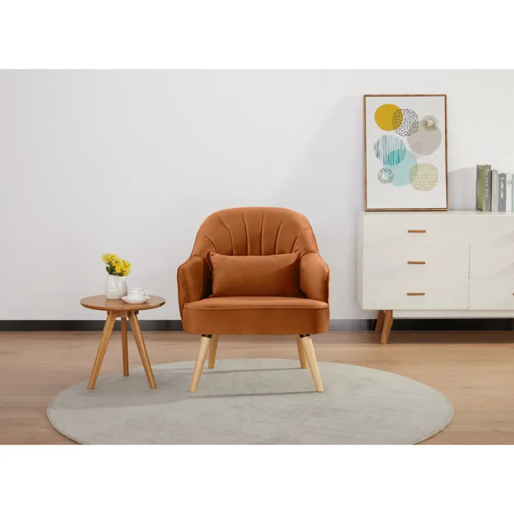 Keira Accent Sofa Arm Chair Fabric Uplholstered Lounge Couch - Orange - Furniture > Sofas