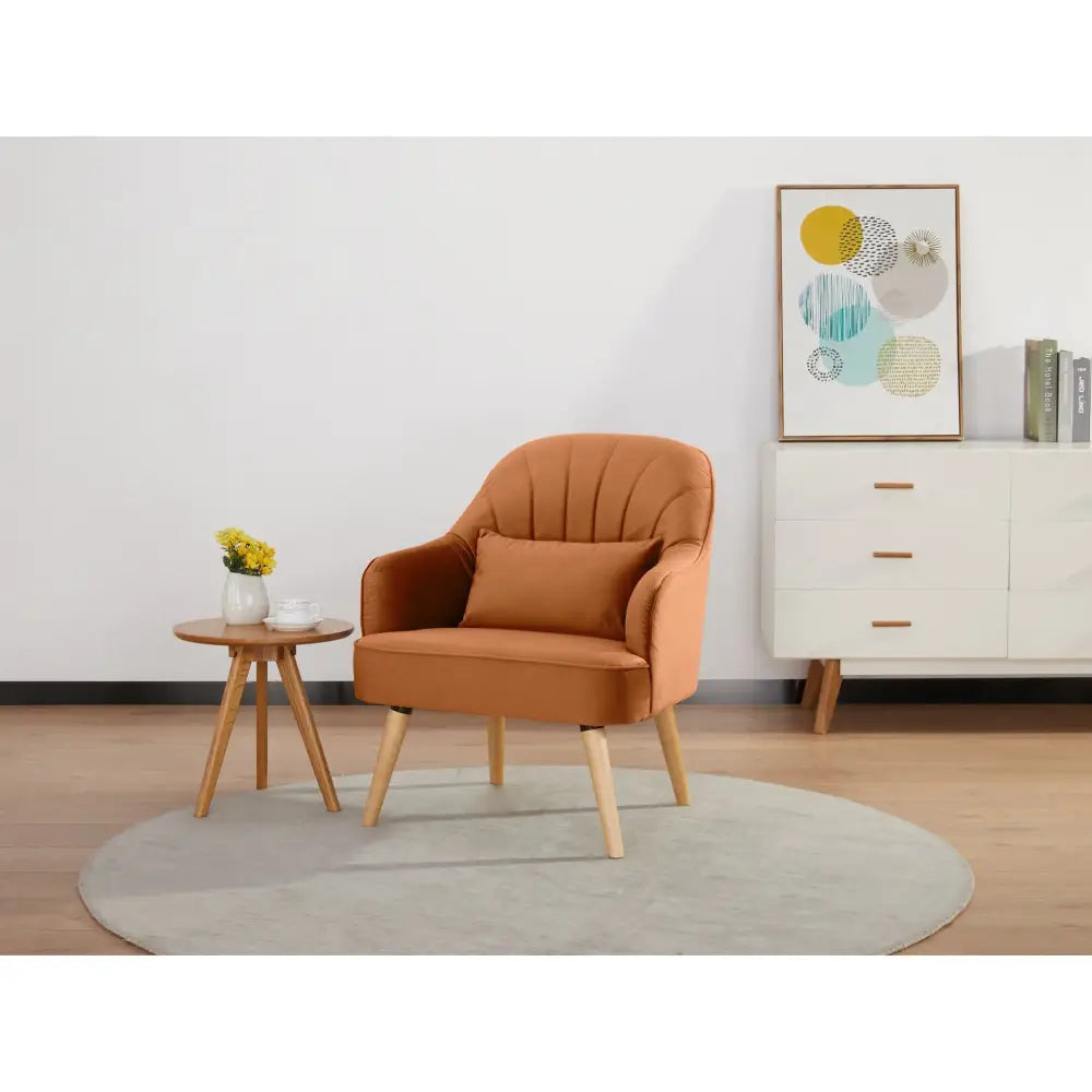 Keira Accent Sofa Arm Chair Fabric Uplholstered Lounge Couch - Orange - Furniture > Sofas