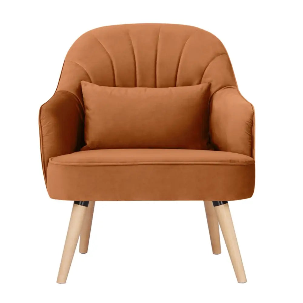 Keira Accent Sofa Arm Chair Fabric Uplholstered Lounge Couch - Orange - Furniture > Sofas