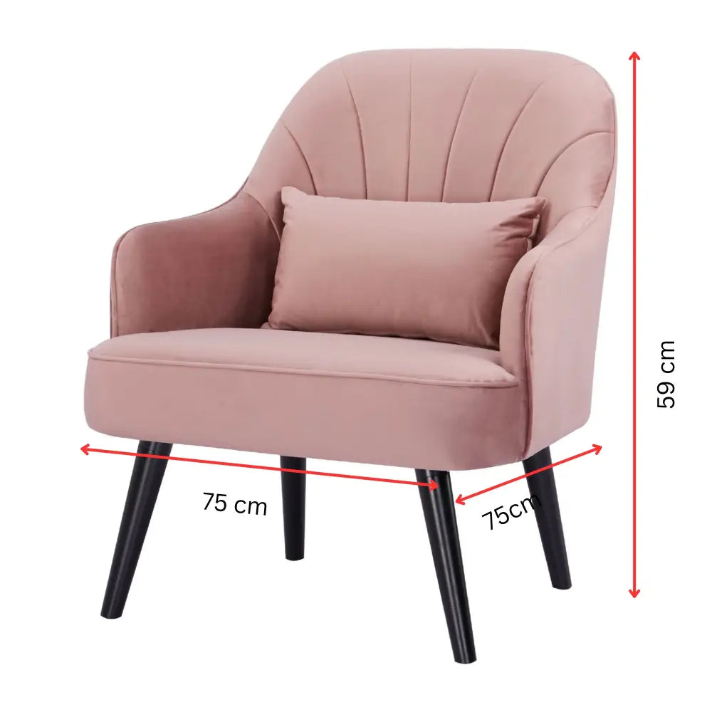 Keira Accent Sofa Arm Chair Fabric Uplholstered Lounge Couch - Pink - Furniture > Sofas