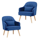 Keira Set of 2 Accent Sofa Arm Chair Fabric Uplholstered Lounge - Dark Blue - Furniture > Sofas