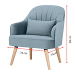 Keira Set of 2 Accent Sofa Arm Chair Fabric Uplholstered Lounge - Light Blue - Furniture > Sofas