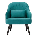 Keira Set of 2 Accent Sofa Arm Chair Fabric Uplholstered Lounge - Mid Blue - Furniture > Sofas