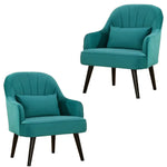 Keira Set of 2 Accent Sofa Arm Chair Fabric Uplholstered Lounge - Mid Blue - Furniture > Sofas