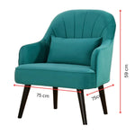 Keira Set of 2 Accent Sofa Arm Chair Fabric Uplholstered Lounge - Mid Blue - Furniture > Sofas