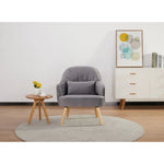 Keira Set of 2 Accent Sofa Arm Chair Fabric Uplholstered Lounge - Mid Grey - Furniture > Sofas