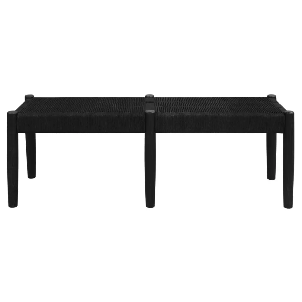 Kelly Loom Oak Bench (Black) - Furniture > Bar Stools & Chairs > Table & Bar Stools