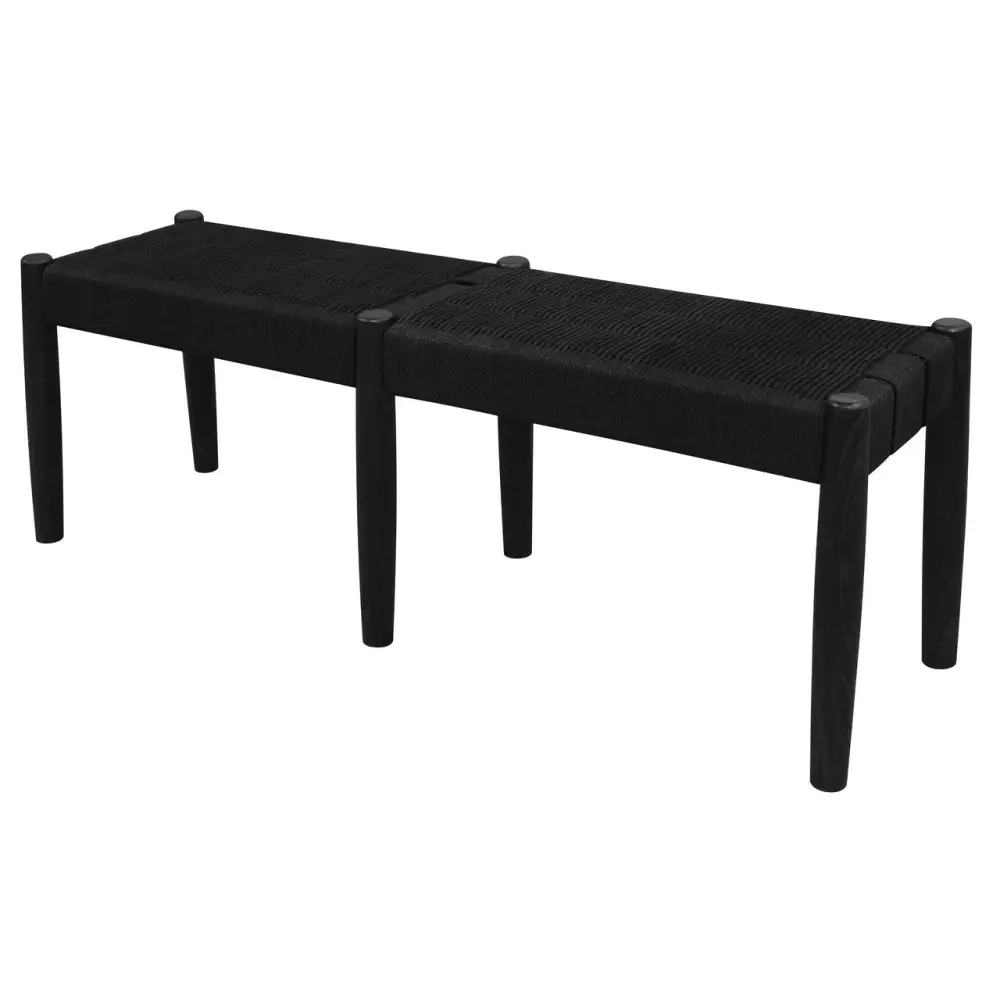 Kelly Loom Oak Bench (Black) - Furniture > Bar Stools & Chairs > Table & Bar Stools