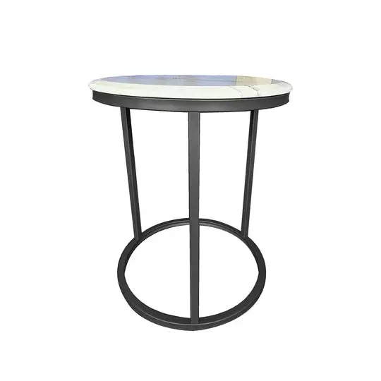 Kelly Side Table - White on Black - 45cm - Furniture > Living Room