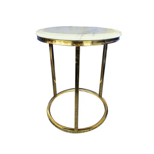 Kelly Side Table - White on Gold - 45cm - Furniture > Living Room