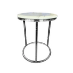 Kelly Side Table - White on Silver - 45cm - Furniture > Living Room
