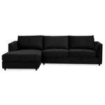 Kennedi 2 Seater Velvet Fabric Corner Sofa Lounge LHF Chaise - Black - Furniture > Sofas