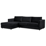 Kennedi 2 Seater Velvet Fabric Corner Sofa Lounge LHF Chaise - Black - Furniture > Sofas