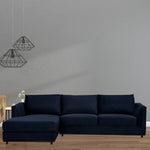 Kennedi 2 Seater Velvet Fabric Corner Sofa Lounge LHF Chaise - Navy - Furniture > Sofas