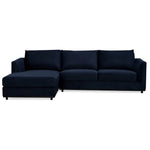 Kennedi 2 Seater Velvet Fabric Corner Sofa Lounge LHF Chaise - Navy - Furniture > Sofas