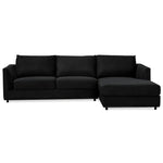Kennedi 2 Seater Velvet Fabric Corner Sofa Lounge RHF Chaise - Black - Furniture > Sofas