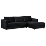 Kennedi 2 Seater Velvet Fabric Corner Sofa Lounge RHF Chaise - Black - Furniture > Sofas