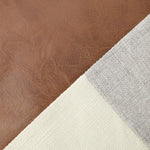 Khaki and Gray Modern Geometric Faux Leather & Cotton-Linen Cushion Covers - Set of 2 45x45cm Decorative Pillowcases