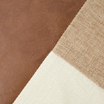 Khaki and Gray Modern Geometric Faux Leather & Cotton-Linen Cushion Covers - Set of 2 45x45cm Decorative Pillowcases