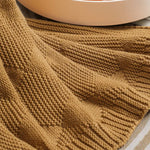 Khaki Cozy Lightweight Acrylic Knit Throw Blanket - Diamond Waffle Texture for Sofa Bed & Travel - Home & Garden >