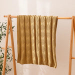 Khaki Cozy Lightweight Acrylic Knit Throw Blanket - Diamond Waffle Texture for Sofa Bed & Travel - Home & Garden >