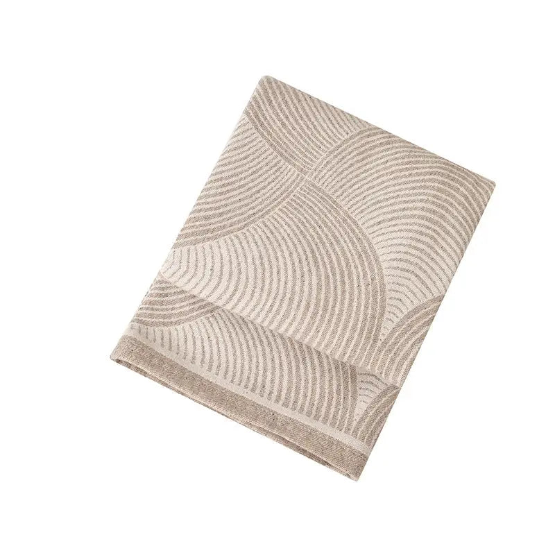 Khaki Luxurious Paisley Jacquard Throw Blanket - Soft Wool Blend with Tassels 120x150cm Lightweight Sofa & Nap Blanket