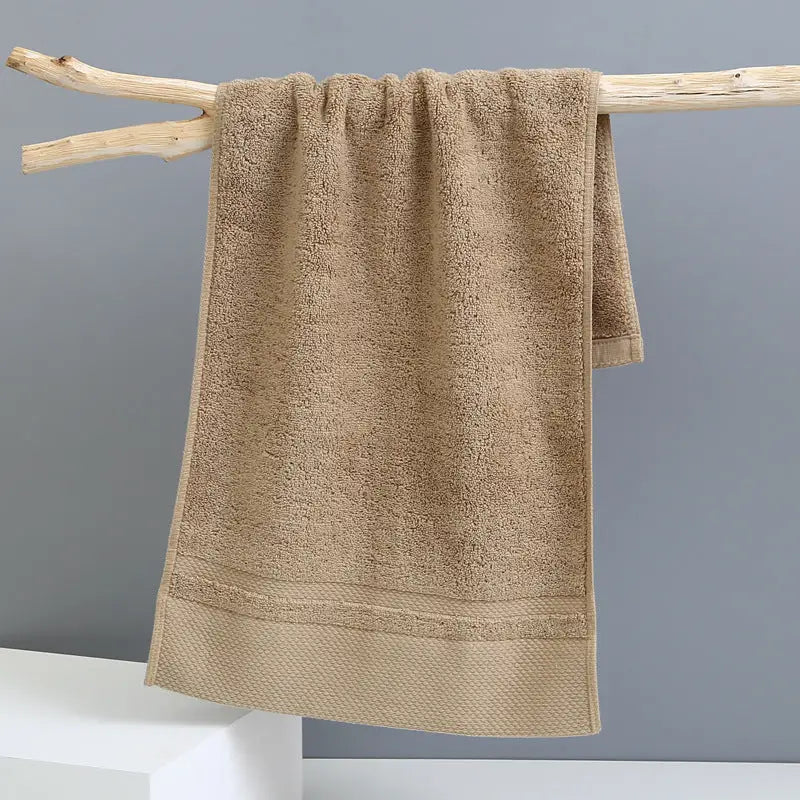 Khaki Luxury 100% Cotton Face Towel Set - 3-Piece Thick & Absorbent Towels - Home & Garden > Bathroom Accessories >