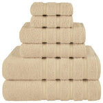 Khaki Luxury 6-Piece Combed Cotton Towel Bale Set - Ultra Soft & Absorbent Bath Hand Face Towels - Home & Garden >