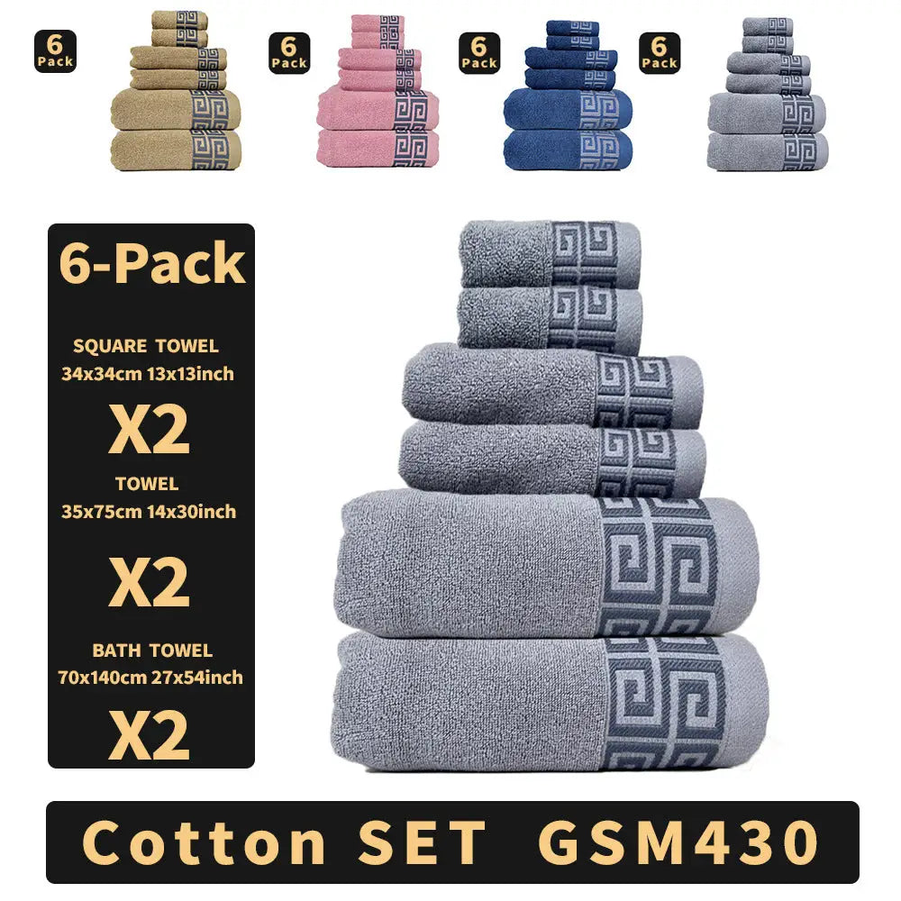 Khaki Luxury Cotton Towel Set - 6-Piece Highly Absorbent Bath & Hand Towels - Home & Garden > Bathroom Accessories >