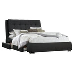 Kiama Queen Size Bed Frame Timber Mattress Base With Storage Drawers - Grey - Furniture > Bedroom > Beds & Bed Frames