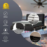 Kiama Queen Size Bed Frame Timber Mattress Base With Storage Drawers - Grey - Furniture > Bedroom > Beds & Bed Frames