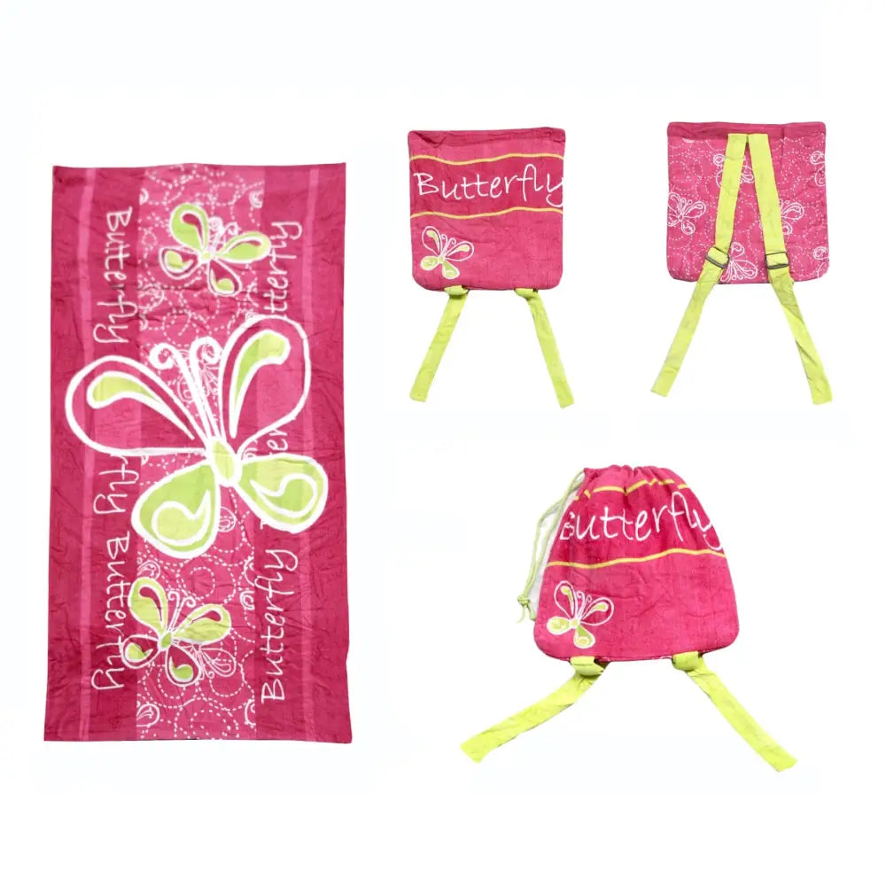 Kids Beach Towel N Bag Butterfly - Home & Garden > Bathroom Accessories