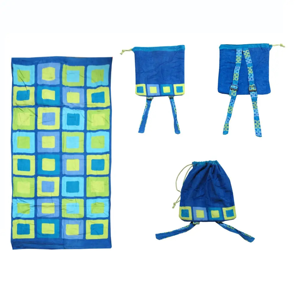 Kids Beach Towel N Bag Cubes - Home & Garden > Bathroom Accessories
