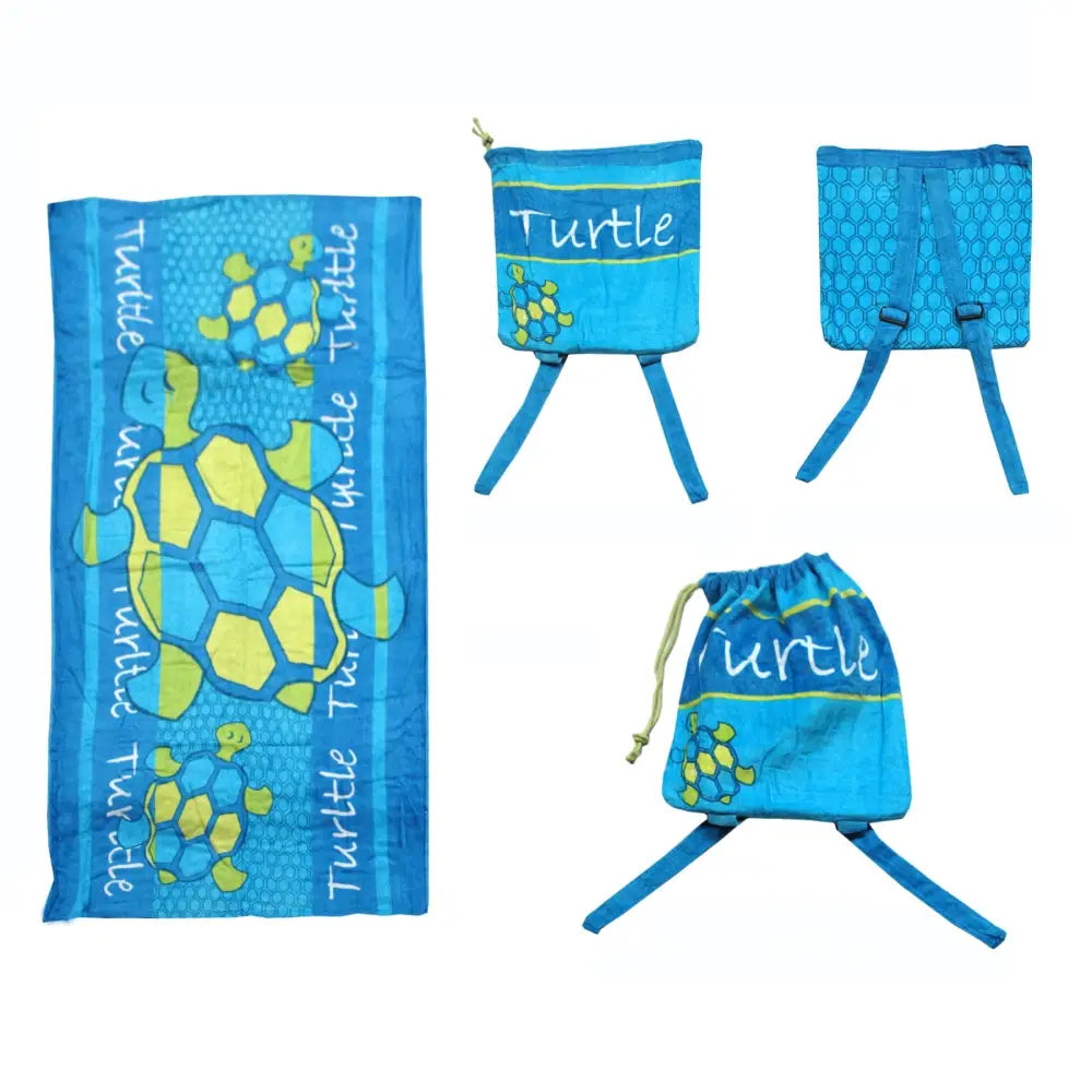 Kids Beach Towel N Bag Turtle - Home & Garden > Bathroom Accessories