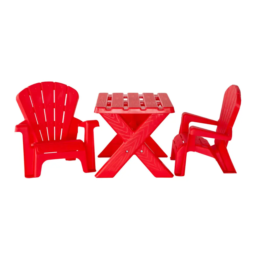 Kids Durable Table and Two Child-sized Chairs Set - Red - Home & Garden > Garden Furniture