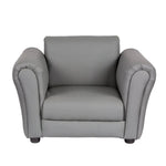 Kids Grey Couch Sofa Chair w/ Footstool in PU Leather - Baby & Kids > Kid’s Furniture