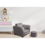 Kids Grey Couch Sofa Chair w/ Footstool in PU Leather - Baby & Kids > Kid’s Furniture