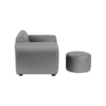 Kids Grey Couch Sofa Chair w/ Footstool in PU Leather - Baby & Kids > Kid’s Furniture