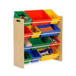 Kids Organiser Shelf Storage Rack for Toys - 12 Multicoloured Bins - Baby & Kids > Kid’s Furniture