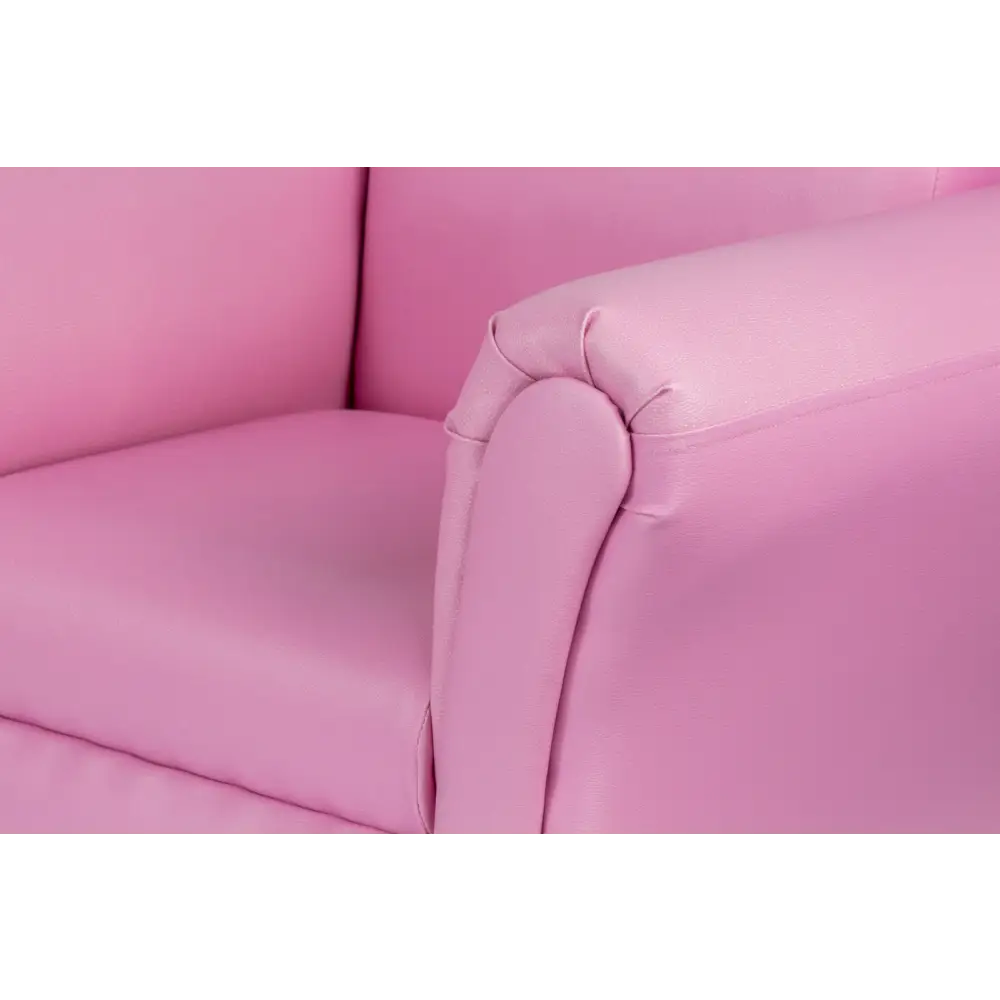 Kids Pink Couch Sofa Chair w/ Footstool in PU Leather - Baby & Kids > Kid’s Furniture